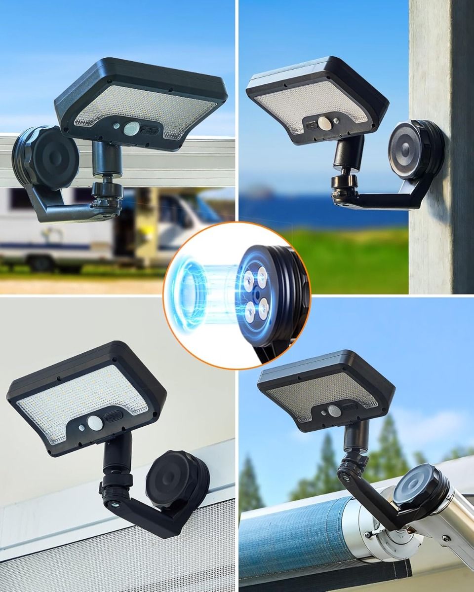 Magnetic Solar Security Lights Outdoor, Motion Sensor, 92 LED, 600 Lumens, IP65 Waterproof, 2 Pack