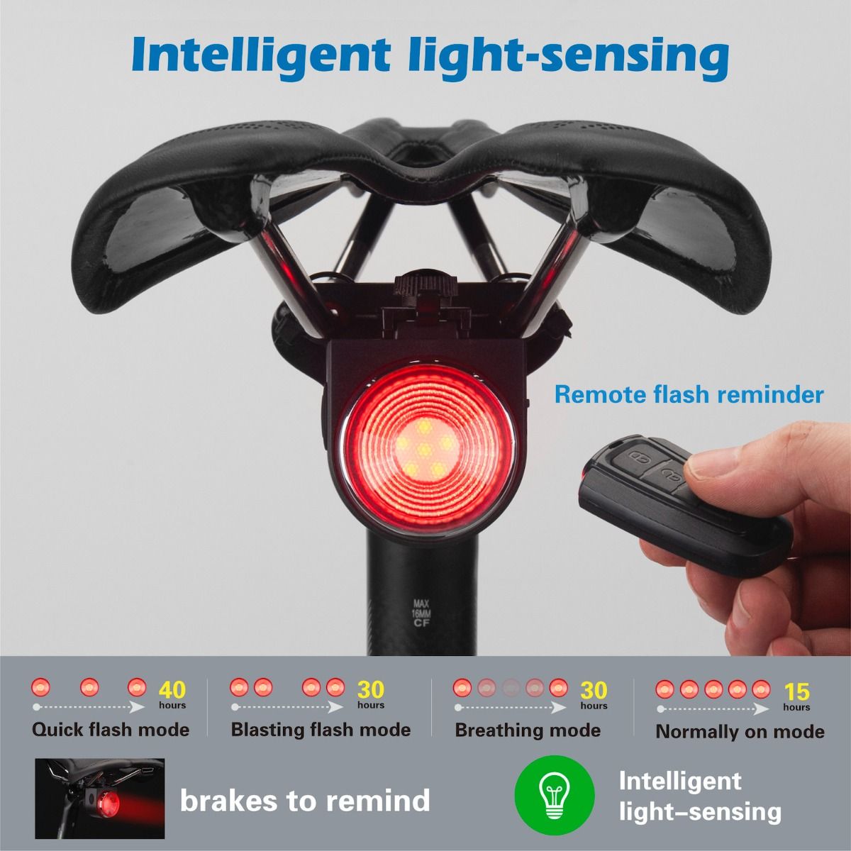 ANTUSI A8 Lucchetto antifurto con allarme per bicicletta da strada, fanale posteriore, sicurezza in bicicletta con freno automatico e campanello wireless