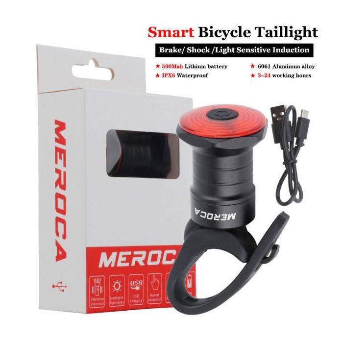 Luce posteriore intelligente per bicicletta con luce freno ad avvio e arresto automatici, ricarica USB, impermeabile IPX6, luce di sicurezza per ciclismo