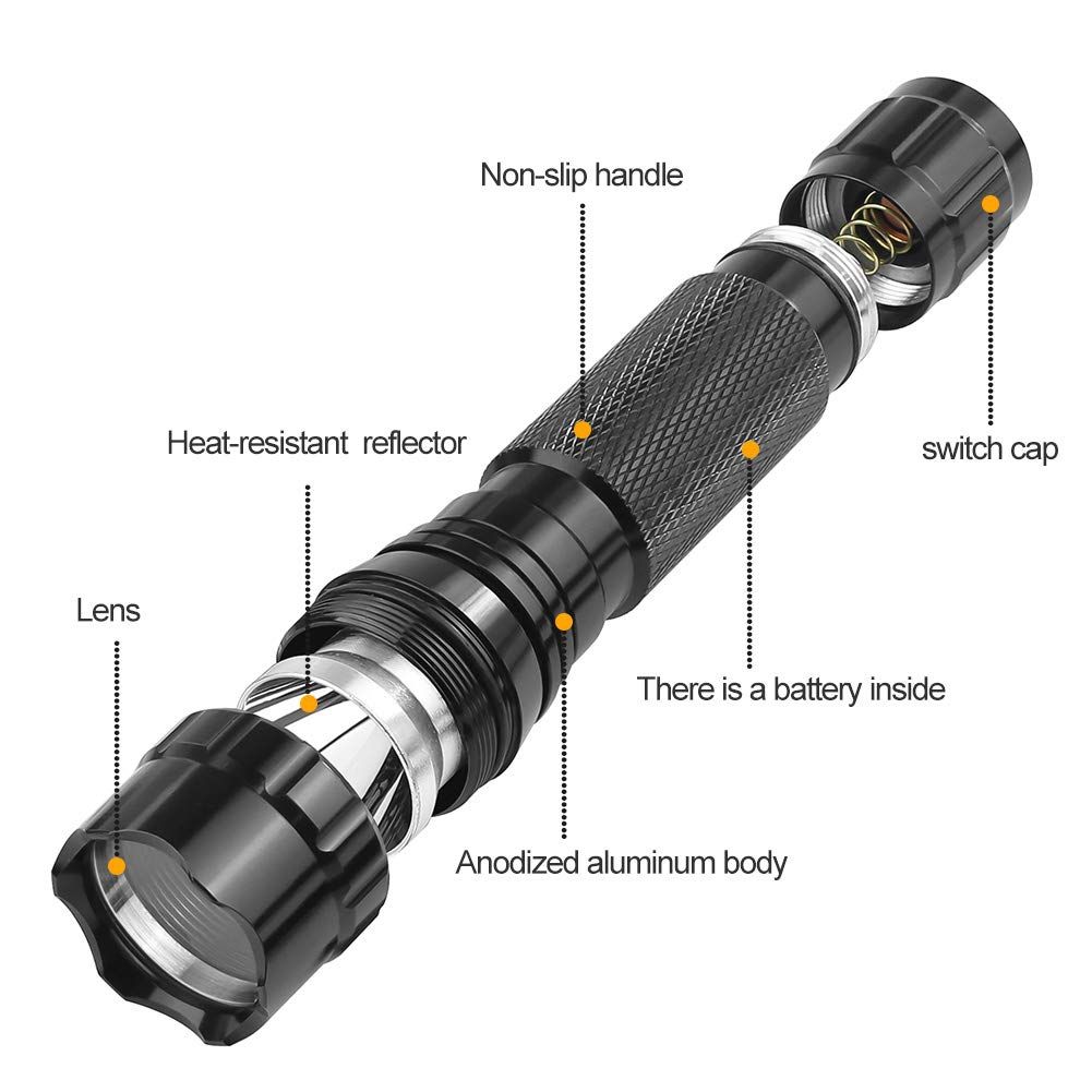 UltraFire WF-501B 1300 Lumen LED Torcia Tattica 5 Modalità per Campeggio Escursioni Emergenze Attrezzatura Durevole