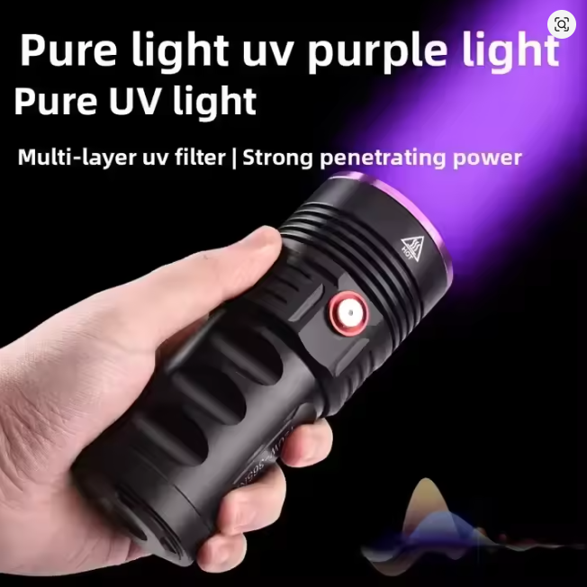365nm UV Flashlight 120W USB-C Rechargeable Black Light with UV Glasses for Pet Urine Detection