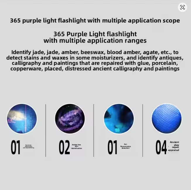 365nm UV Flashlight 120W USB-C Rechargeable Black Light with UV Glasses for Pet Urine Detection