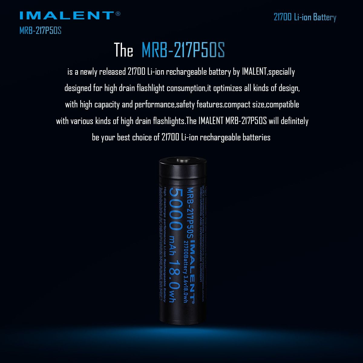 IMALENT MRB-217P50S 21700 5000MAH 3.6V batteria ricaricabile