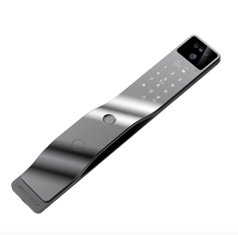 Serratura intelligente per porte Tuya WiFi con riconoscimento facciale 3D e telecamera integrata per comodità e sicurezza domestica avanzate.
