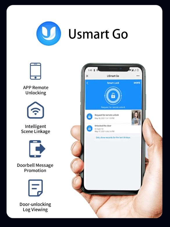 Serratura porta intelligente 3D con riconoscimento facciale, telecamera di sicurezza e monitor, impronta digitale intelligente – sistema di sicurezza domestico moderno.