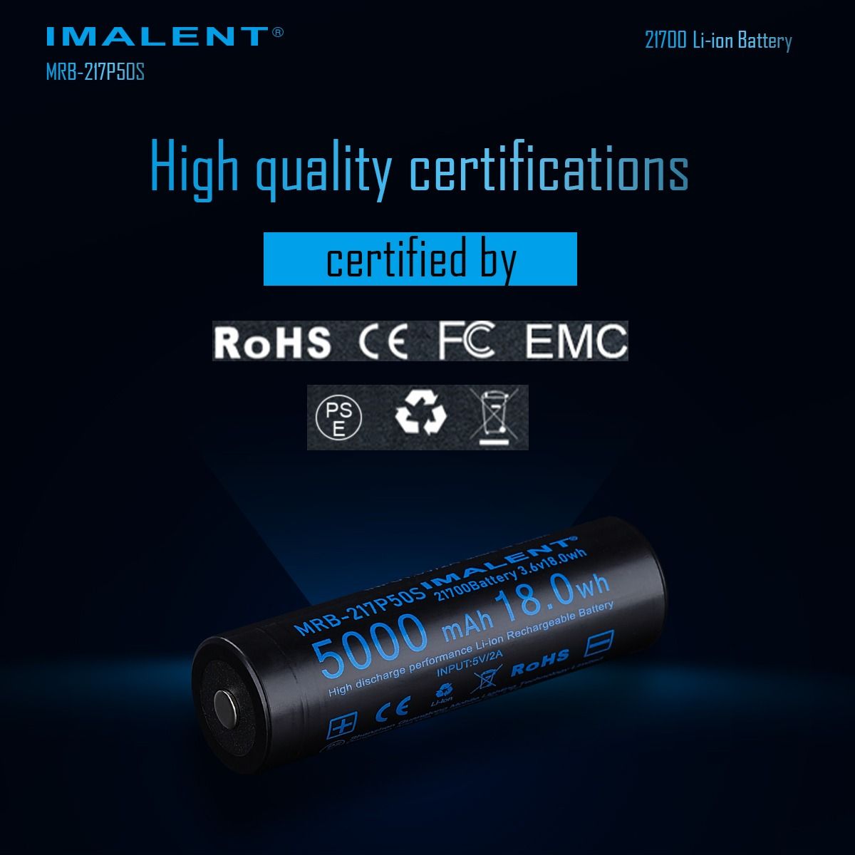 IMALENT MRB-217P50S 21700 5000MAH 3.6V batteria ricaricabile