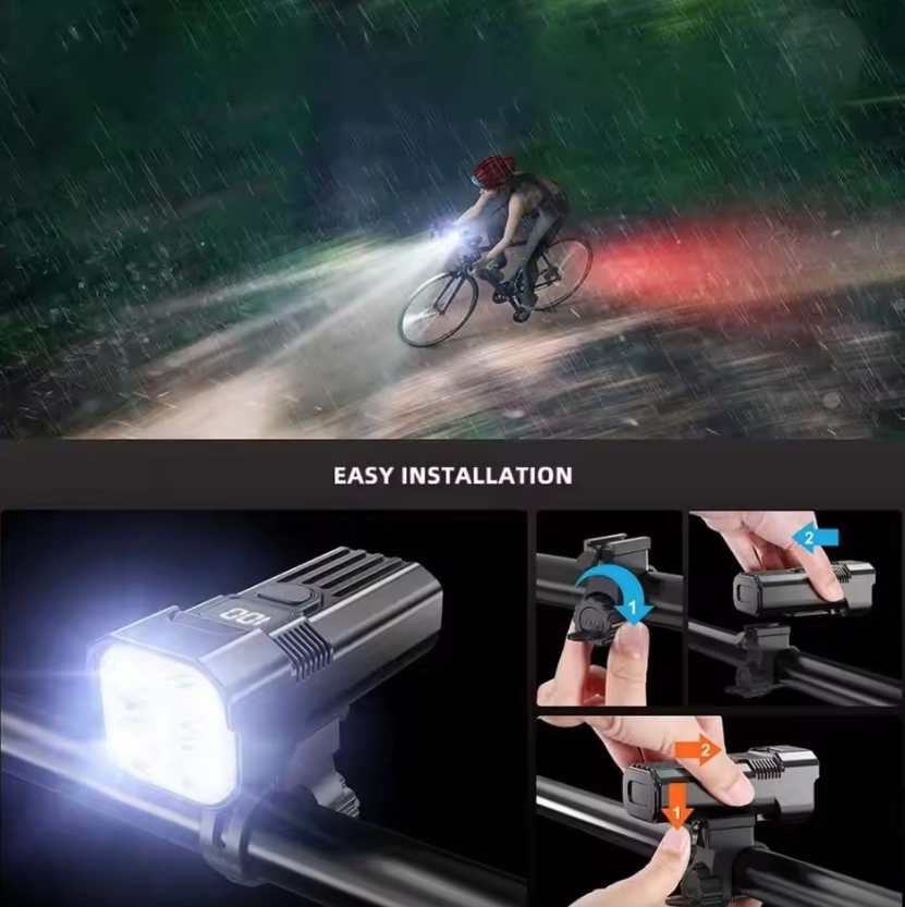 Luce anteriore per bici ricaricabile USB-C LED, fanale anteriore per bici MTB e da strada, facile da installare, accessori per ciclismo
