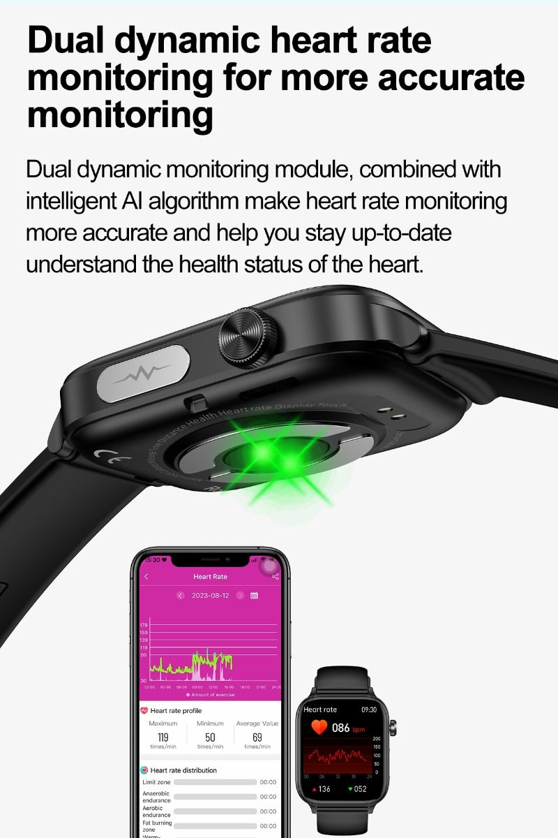 ET570 Smartwatch con Glicemia, ECG, Frequenza Cardiaca e Pressione Sanguigna