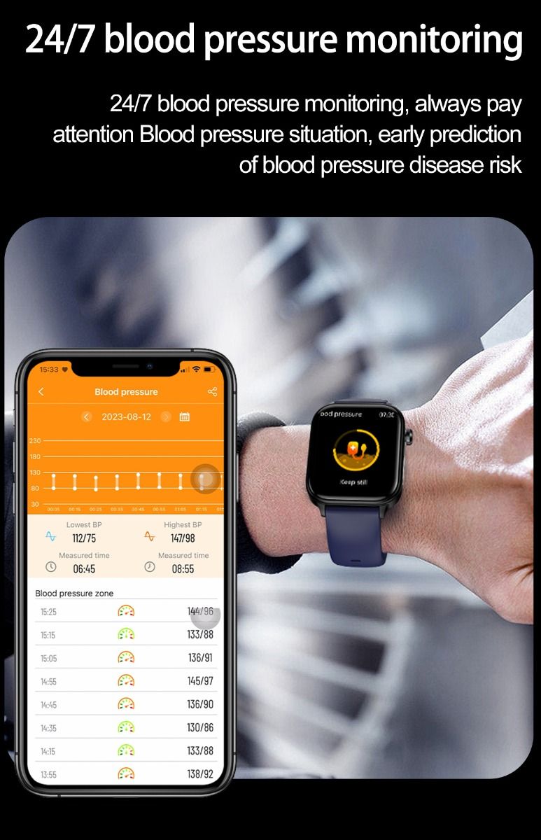 ET570 Smartwatch con Glicemia, ECG, Frequenza Cardiaca e Pressione Sanguigna