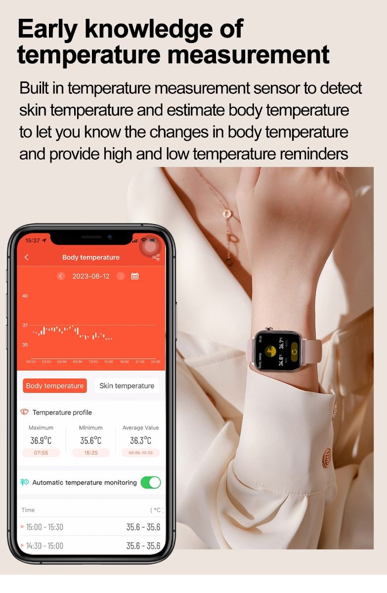 ET570 Smartwatch con Glicemia, ECG, Frequenza Cardiaca e Pressione Sanguigna