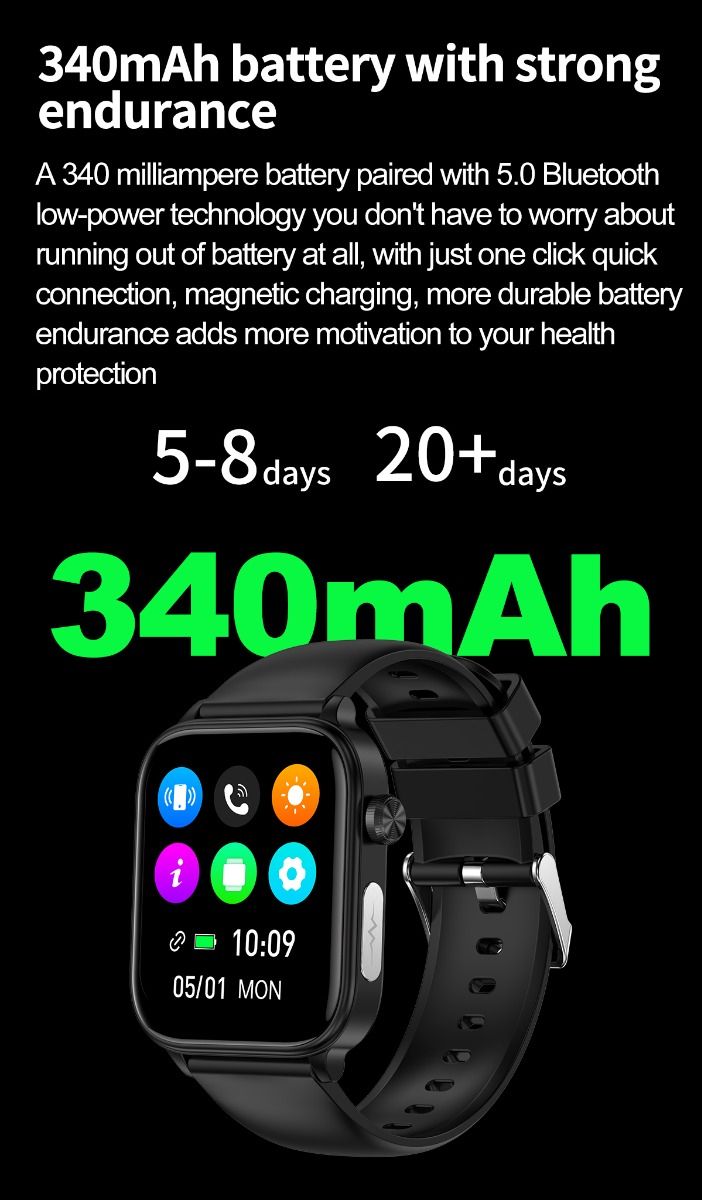 ET570 Smartwatch con Glicemia, ECG, Frequenza Cardiaca e Pressione Sanguigna