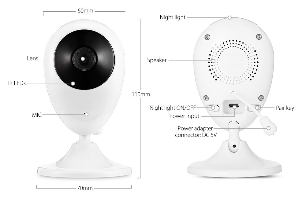 SP880 Baby Monitor Wireless con LCD da 2.4 pollici, video ad alta definizione, audio bidirezionale, visione notturna per la cura del bebè