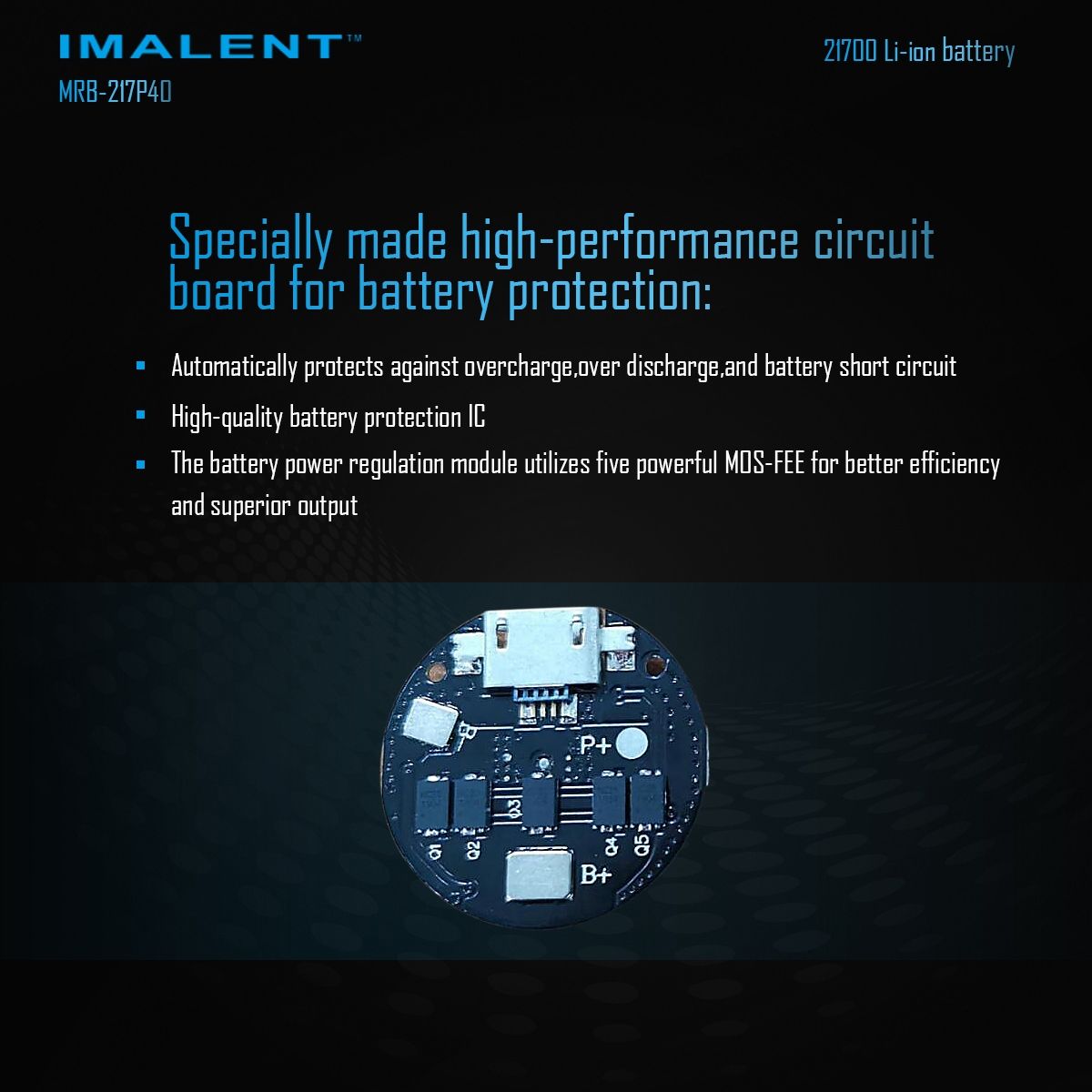 Batteria IMALENT MRB-217P40 21700 4000mAh Ricaricabile Tipo-C ad Alta Capacità per Torce e Gadget