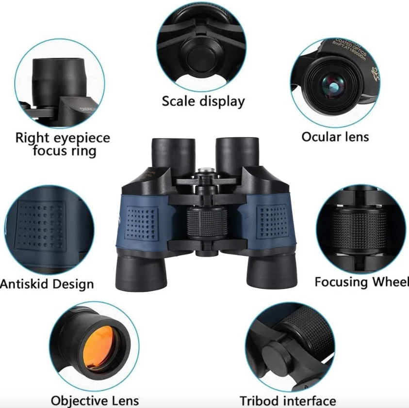 Binocolo 60x60 BAK4 Potente Telescopio Ottico HD per Birdwatching Escursioni Sport Attrezzatura Portatile da Avventura