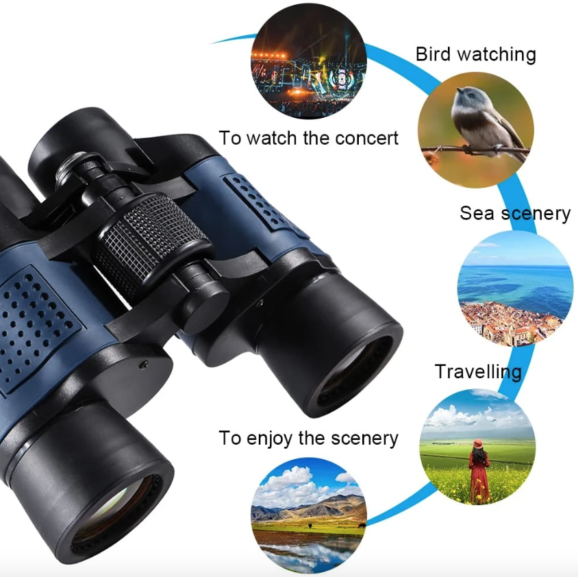 Binocolo 60x60 BAK4 Potente Telescopio Ottico HD per Birdwatching Escursioni Sport Attrezzatura Portatile da Avventura