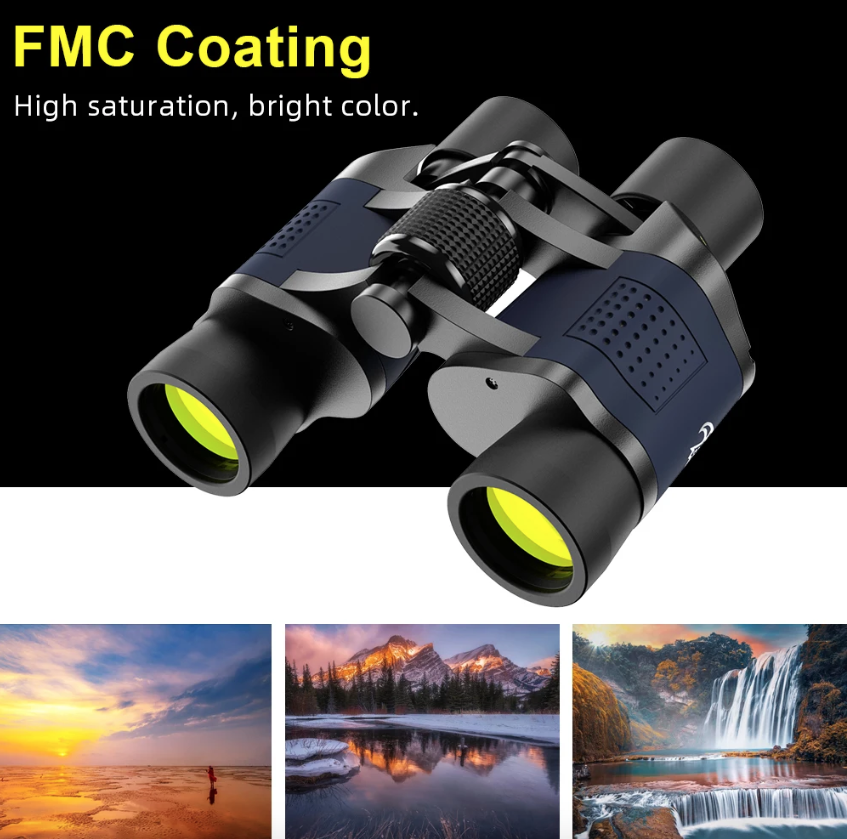 Binocolo 60x60 BAK4 Potente Telescopio Ottico HD per Birdwatching Escursioni Sport Attrezzatura Portatile da Avventura