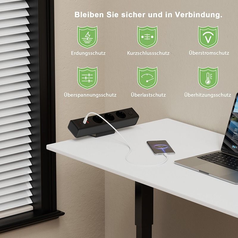Multipresa da Scrivania con Morsetto, Stazione Ricarica Rapida USB-C 65W, Prese EU, Protezione Sovraccarico, Ufficio Moderno