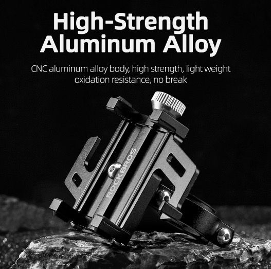 ROCKBROS Supporto per telefono da moto resistente, versatile accessorio per bici in lega di alluminio CNC con cinque artigli per un fissaggio sicuro