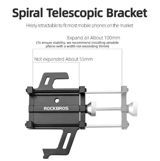 ROCKBROS Supporto per telefono da moto resistente, versatile accessorio per bici in lega di alluminio CNC con cinque artigli per un fissaggio sicuro