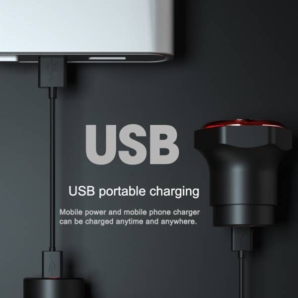 MEROCA MX2 Luce di freno posteriore con sensore intelligente, ricarica USB, LED ad alta potenza, sicurezza per biciclette da montagna e da strada