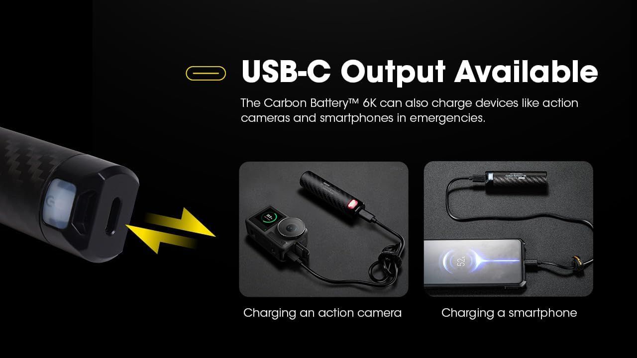 Nitecore Carbon Battery 6K USB-C Ricaricabile Leggero Power Bank Impermeabile da 6000mAh