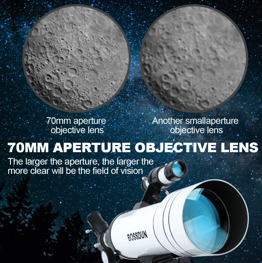 Telescopio Astronomico Professionale Bossdun 333X per Bambini Scoprire l'Universo Ingrandimento 333X Osservazione della Luna e delle Stelle Costruzione in Metallo Resistente