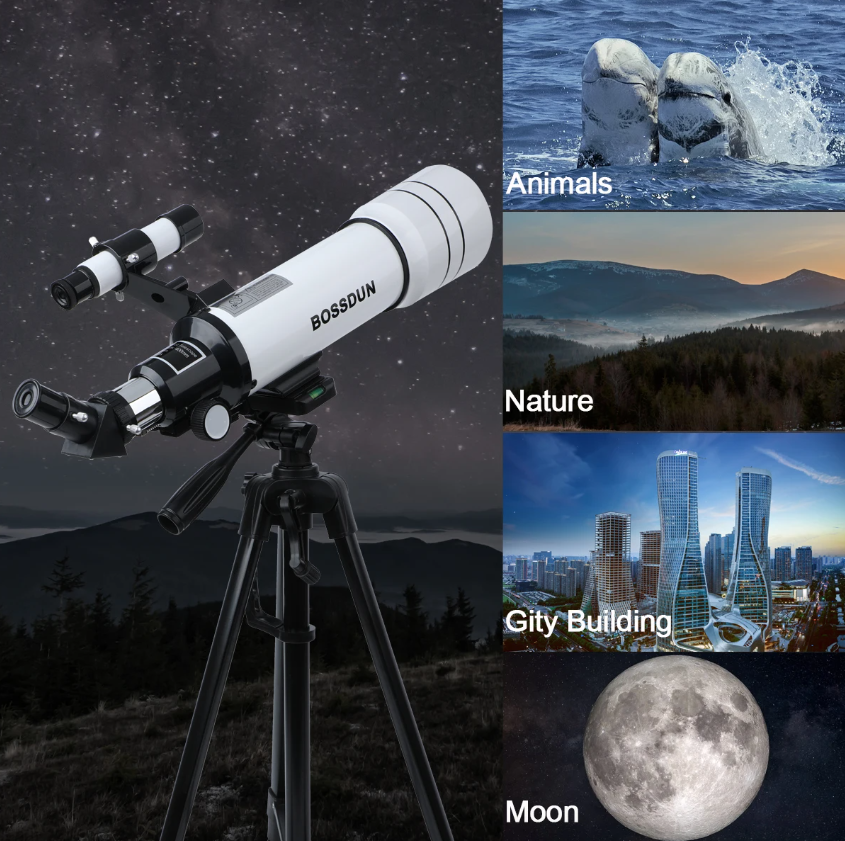 Telescopio Astronomico Professionale Bossdun 333X per Bambini Scoprire l'Universo Ingrandimento 333X Osservazione della Luna e delle Stelle Costruzione in Metallo Resistente