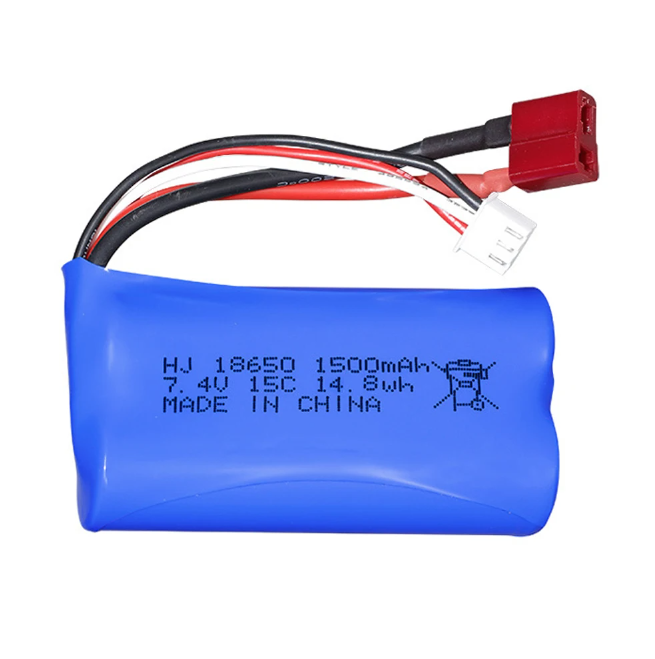 Batteria Li-ion 18650 7.4V 1500mAh 15C per droni RC da corsa e robotica – sorgente di alimentazione compatta ad alte prestazioni