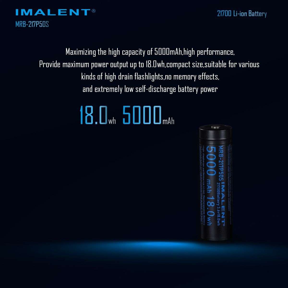IMALENT MRB-217P50S 21700 5000MAH 3.6V batteria ricaricabile