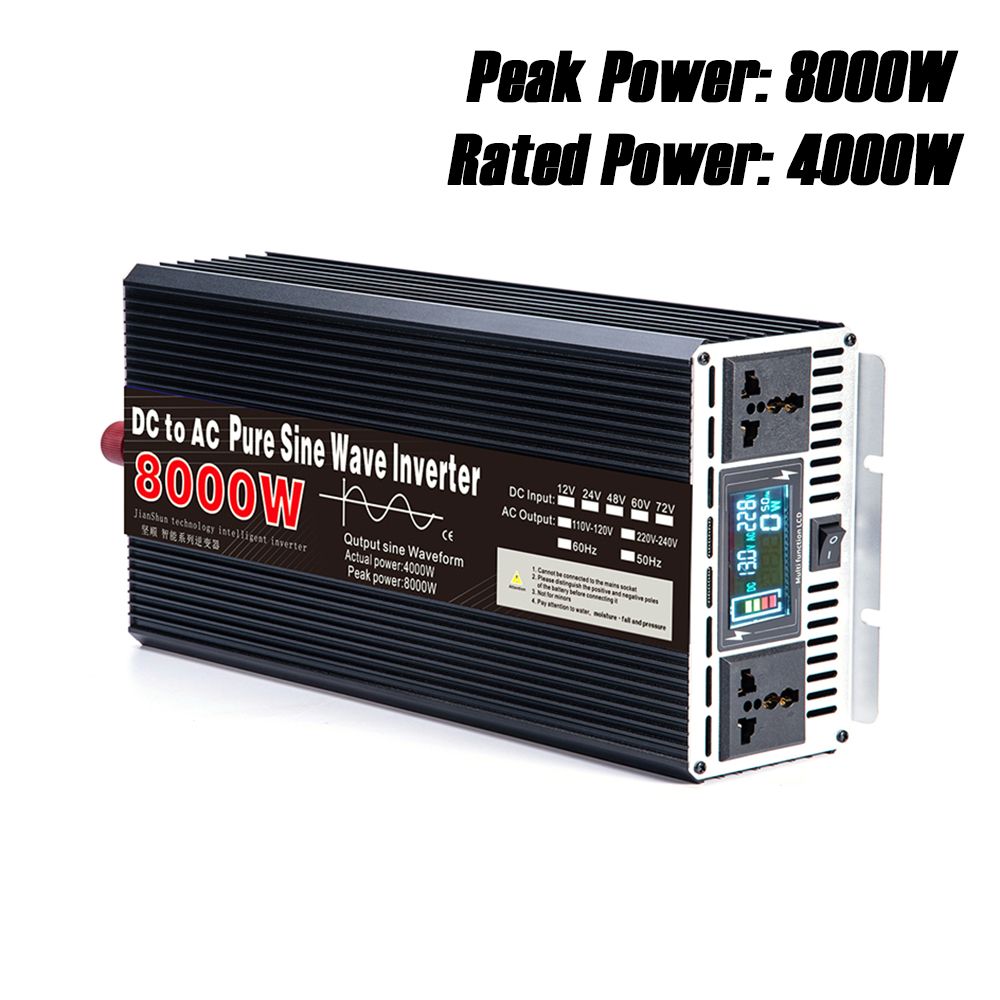 Inverter a Onda Sinusoidale Pura da 3000W a 8000W per Camper, DC 12V 24V a AC 110V 220V, Sistema Energetico Compatto di Alta Qualità