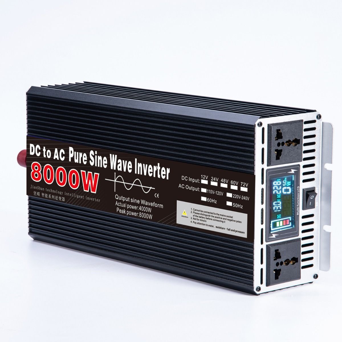 Inverter a Onda Sinusoidale Pura da 3000W a 8000W per Camper, DC 12V 24V a AC 110V 220V, Sistema Energetico Compatto di Alta Qualità
