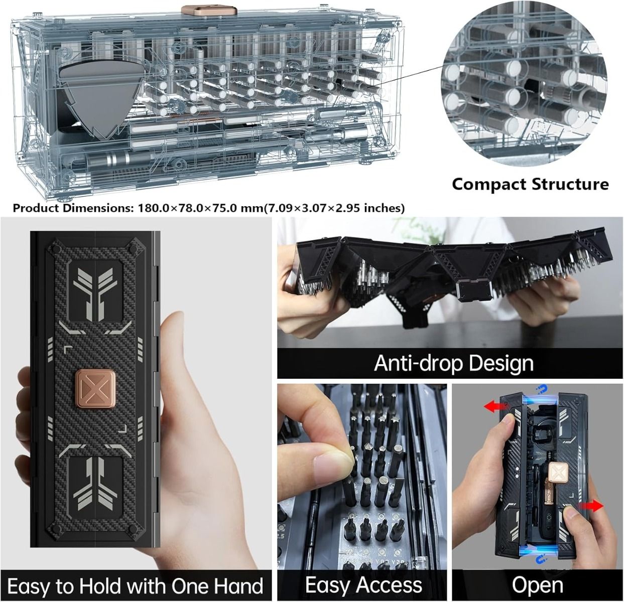 Set di cacciaviti di precisione con 21 tipi di 160 punte magnetiche, kit di riparazione professionale per laptop con punte multiple JAKEMY per la maggior parte dei dispositivi elettronici, orologi, Xbox, console, occhiali e campanelli.