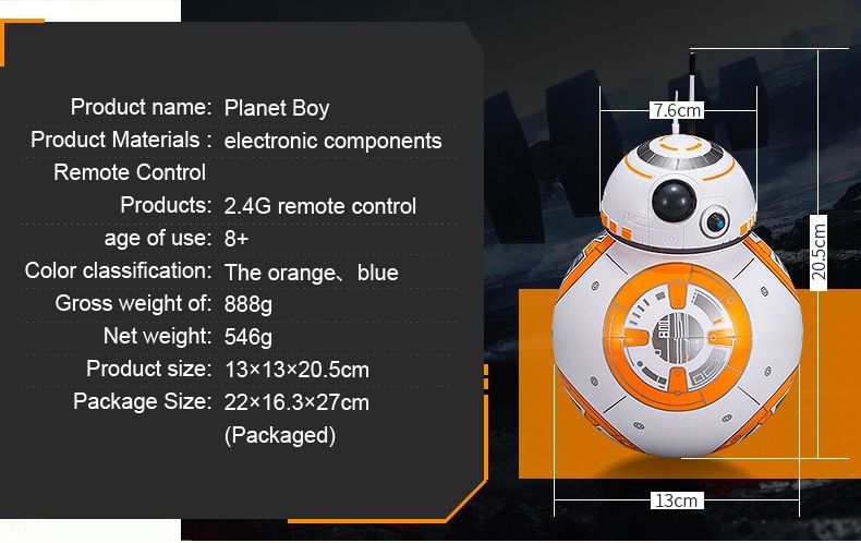 Star Wars BB-8 Robot telecomandato 20,5 cm Giocattolo RC intelligente Rotazione a 360° Divertimento per bambini e collezionisti