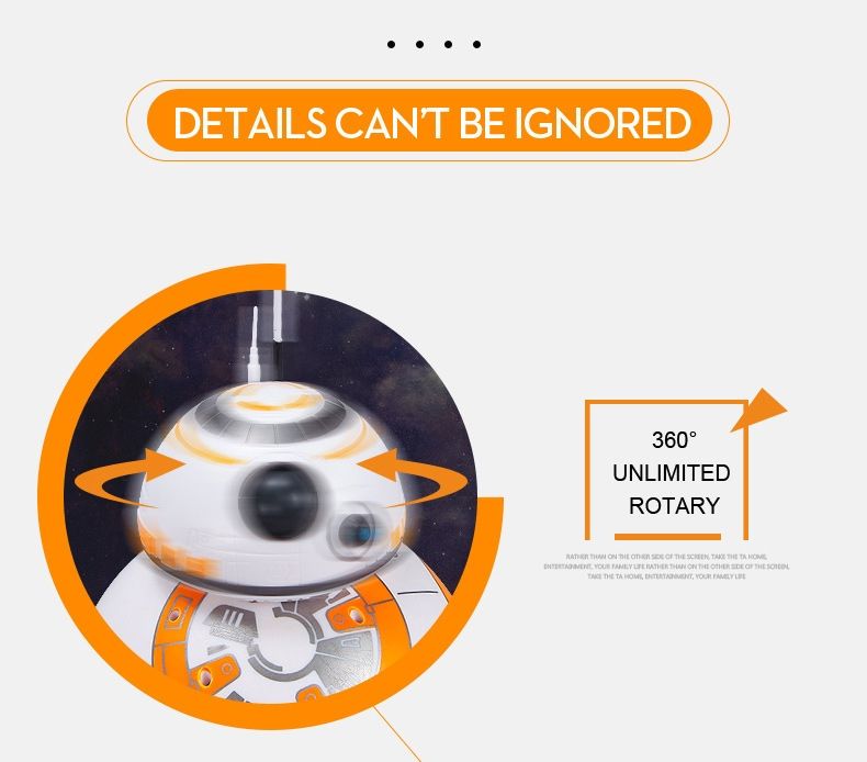 Star Wars BB-8 Robot telecomandato 20,5 cm Giocattolo RC intelligente Rotazione a 360° Divertimento per bambini e collezionisti