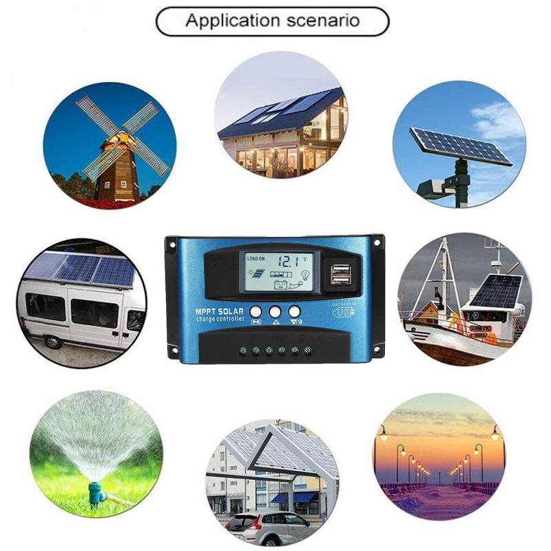 Regolatore di Carica Solare MPPT 30A 100A Caricatore Batteria con Dual USB 5V Display LCD Gestione Solare Avanzata e Chip Master Industriale per Ottimizzare e Proteggere il Tuo Sistema Energetico
