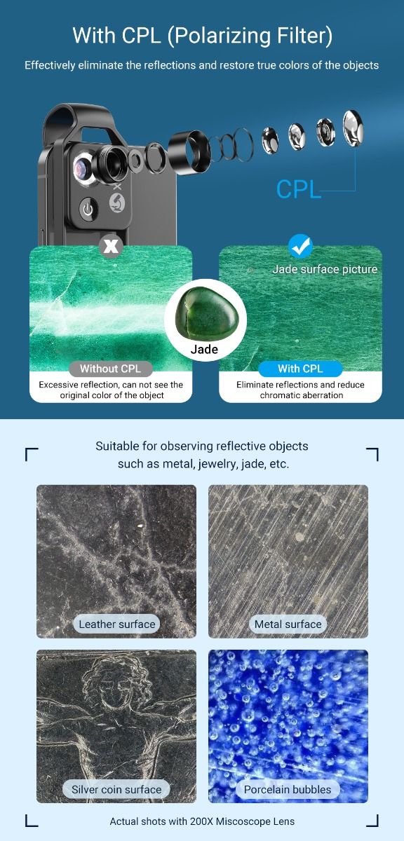 Lente per Microscopio APEXEL 200X per iPhone Samsung Smartphone Fotografia Mobile Ottiche Multistrato Complete Immagini ad Alta Definizione Esplorazione della Natura Dettagli Intuitivi