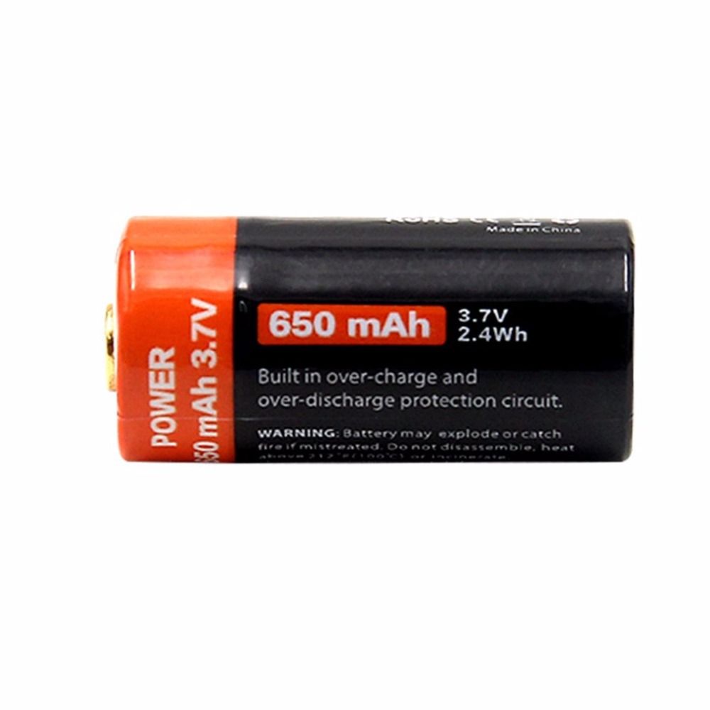 16340 650mAh 3.7V Micro USB Ricaricabile Batteria Li-ion Ecologica di Lunga Durata per Torce e Attrezzatura