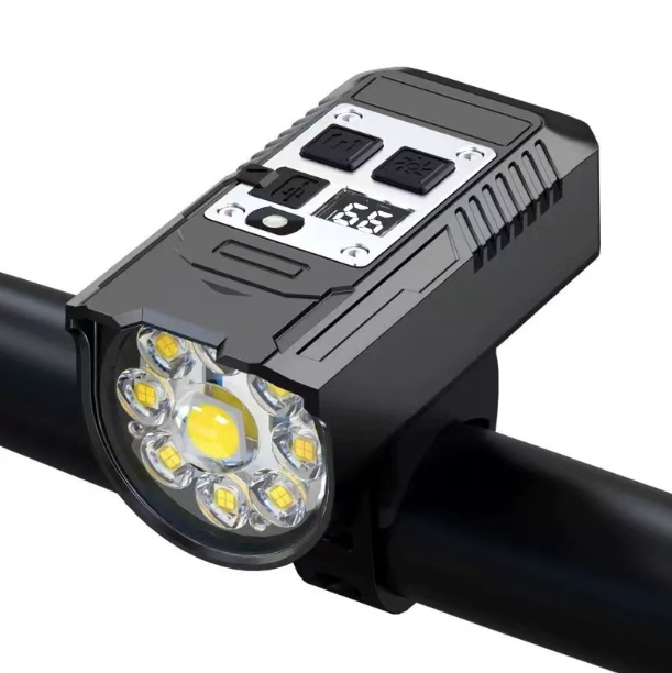 Faro Bicicletta 9 LED, Luce Anteriore Potente Ricaricabile Type-C Impermeabile per Sicurezza Ciclismo Notturno