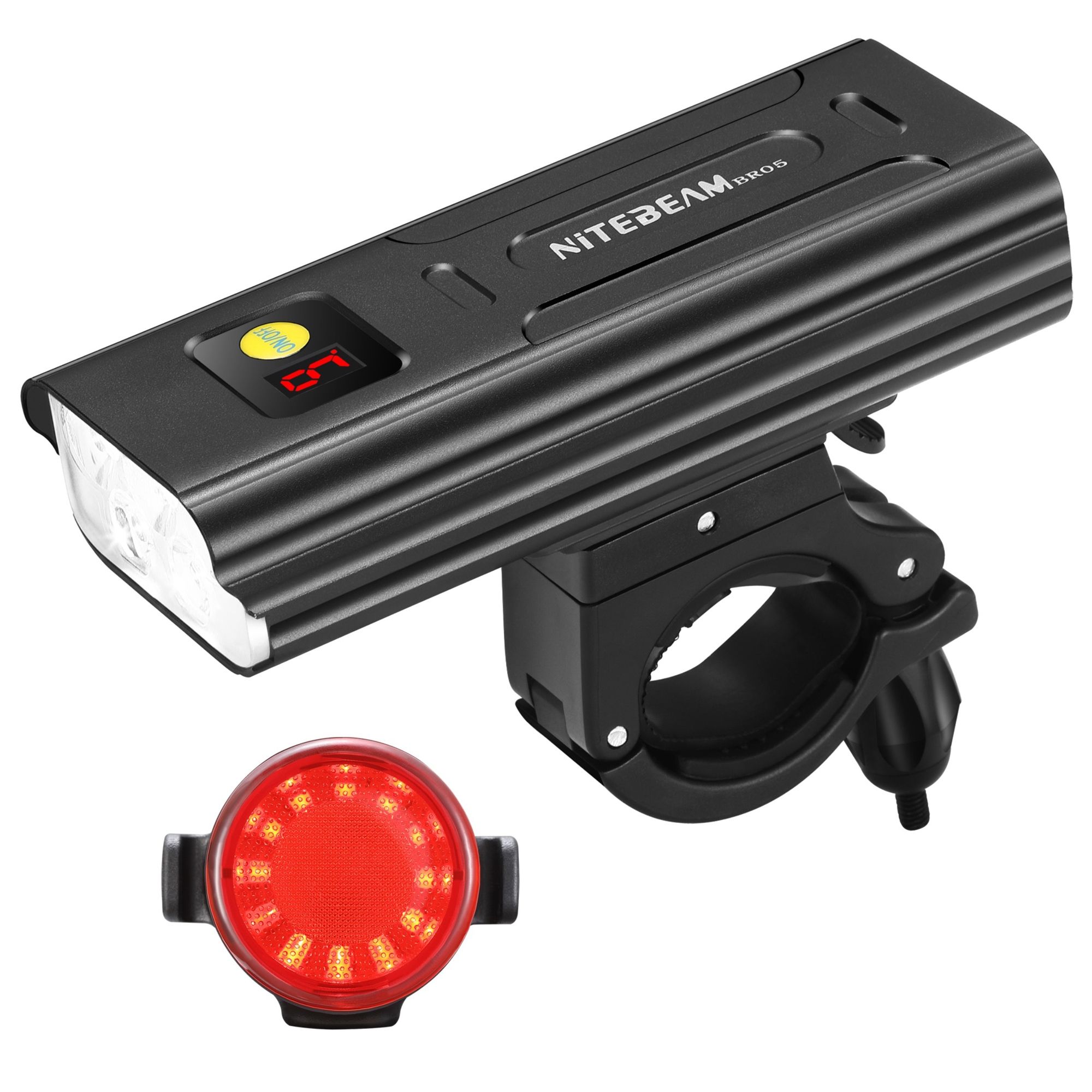 NiteBeam BR05 Luci da Bici 5000 Lumen Ricaricabili tramite USB Attrezzatura Essenziale per la Sicurezza in Bicicletta con Funzionalità Power Bank
