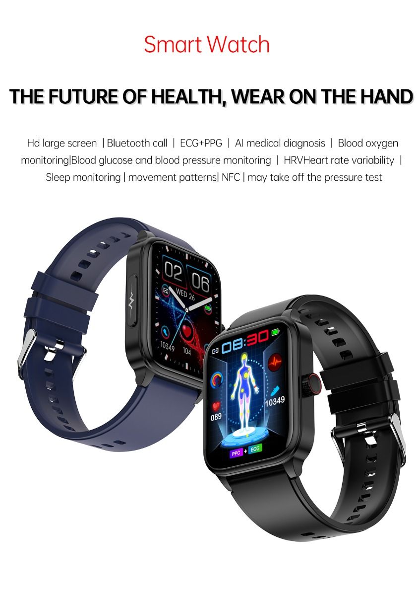 ET540 Glicemia ECG Temperatura corporea Pressione sanguigna Ossigeno nel sangue Frequenza cardiaca Chiamate Bluetooth Smartwatch Fitness Tracker