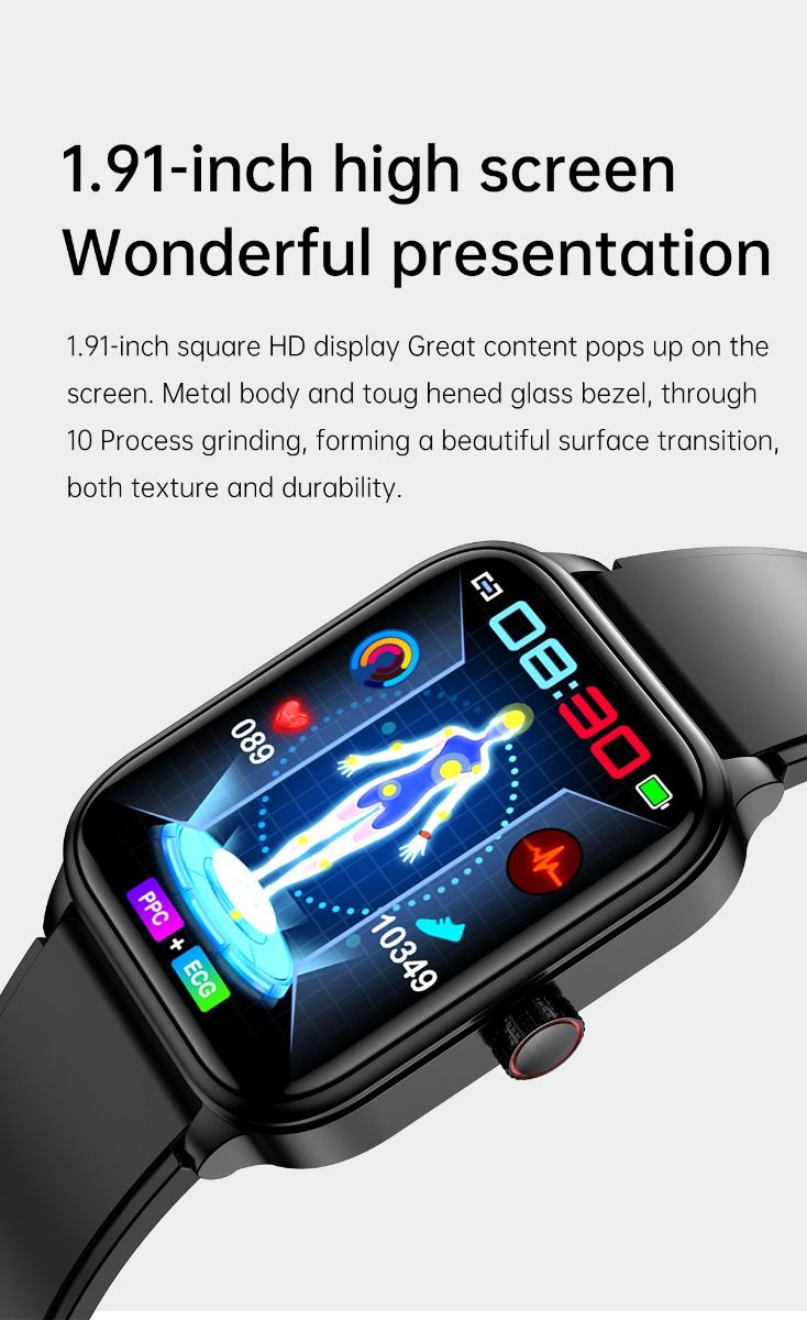 ET540 Glicemia ECG Temperatura corporea Pressione sanguigna Ossigeno nel sangue Frequenza cardiaca Chiamate Bluetooth Smartwatch Fitness Tracker