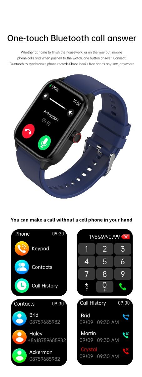 ET540 Glicemia ECG Temperatura corporea Pressione sanguigna Ossigeno nel sangue Frequenza cardiaca Chiamate Bluetooth Smartwatch Fitness Tracker