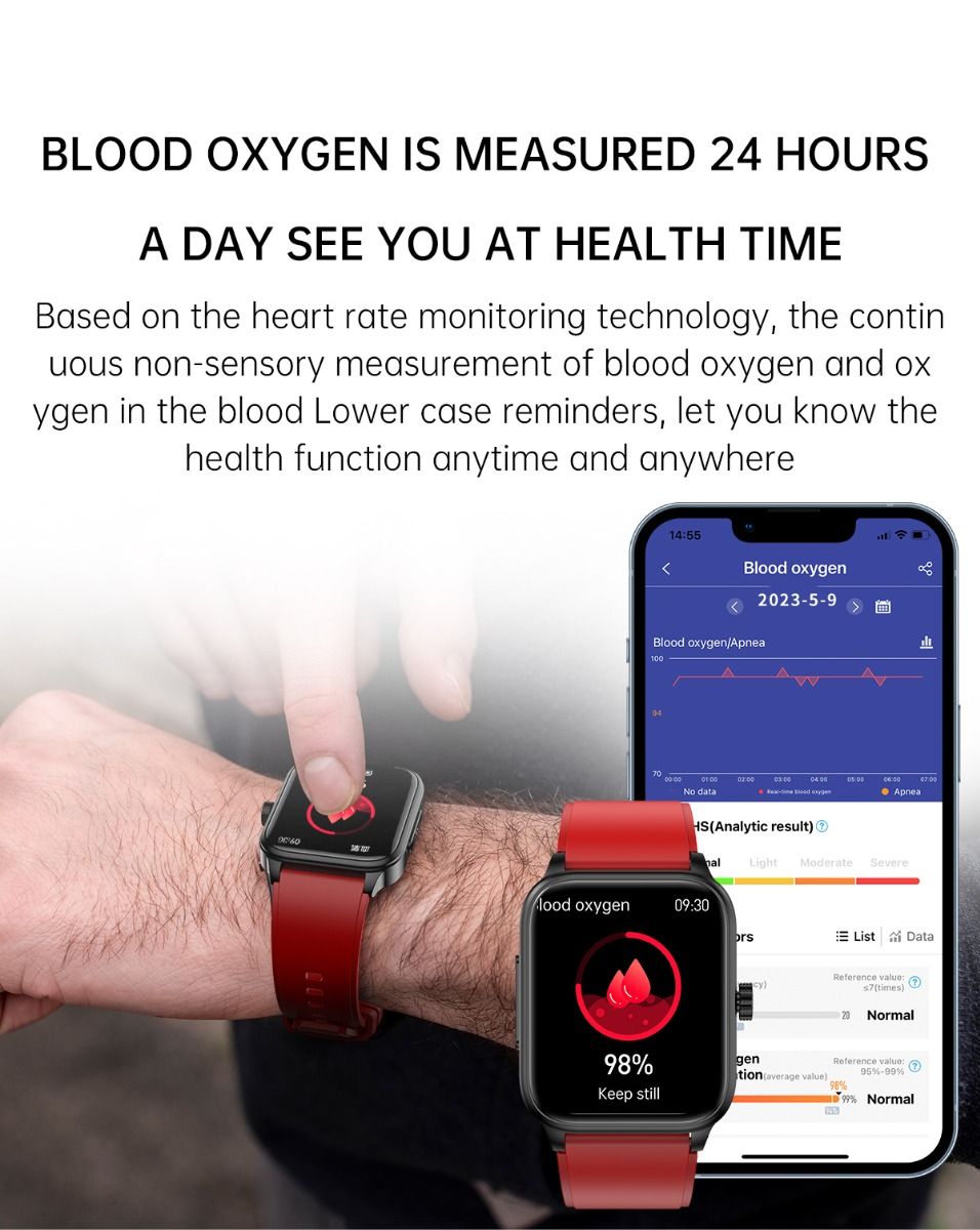 ET540 Glicemia ECG Temperatura corporea Pressione sanguigna Ossigeno nel sangue Frequenza cardiaca Chiamate Bluetooth Smartwatch Fitness Tracker