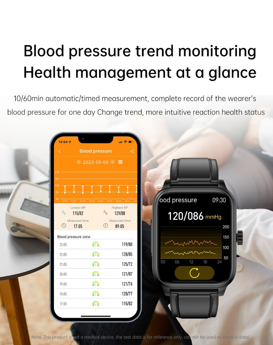 ET540 Glicemia ECG Temperatura corporea Pressione sanguigna Ossigeno nel sangue Frequenza cardiaca Chiamate Bluetooth Smartwatch Fitness Tracker