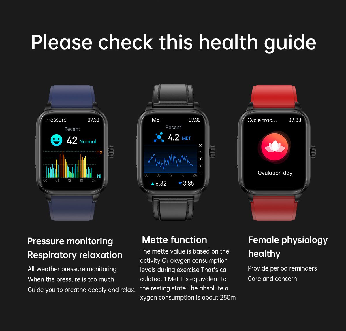 ET540 Glicemia ECG Temperatura corporea Pressione sanguigna Ossigeno nel sangue Frequenza cardiaca Chiamate Bluetooth Smartwatch Fitness Tracker
