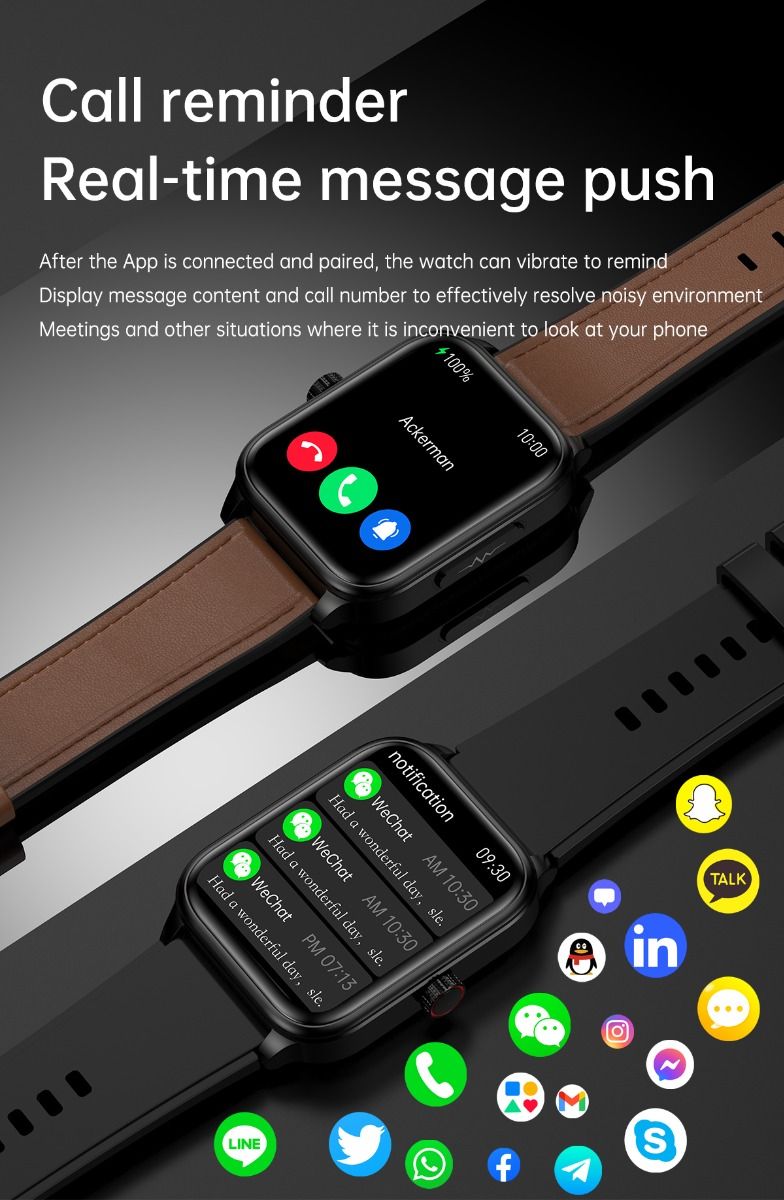 ET540 Glicemia ECG Temperatura corporea Pressione sanguigna Ossigeno nel sangue Frequenza cardiaca Chiamate Bluetooth Smartwatch Fitness Tracker