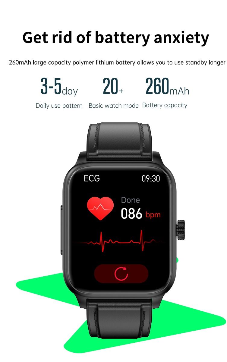 ET540 Glicemia ECG Temperatura corporea Pressione sanguigna Ossigeno nel sangue Frequenza cardiaca Chiamate Bluetooth Smartwatch Fitness Tracker