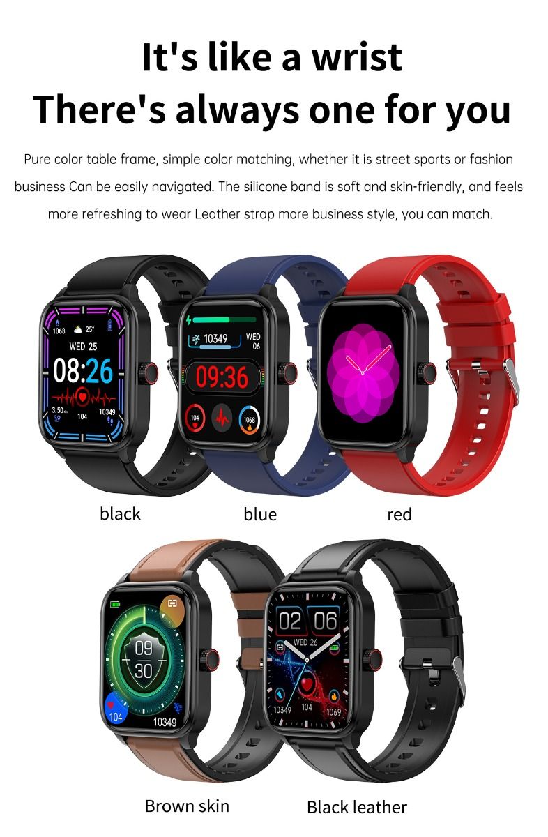 ET540 Glicemia ECG Temperatura corporea Pressione sanguigna Ossigeno nel sangue Frequenza cardiaca Chiamate Bluetooth Smartwatch Fitness Tracker