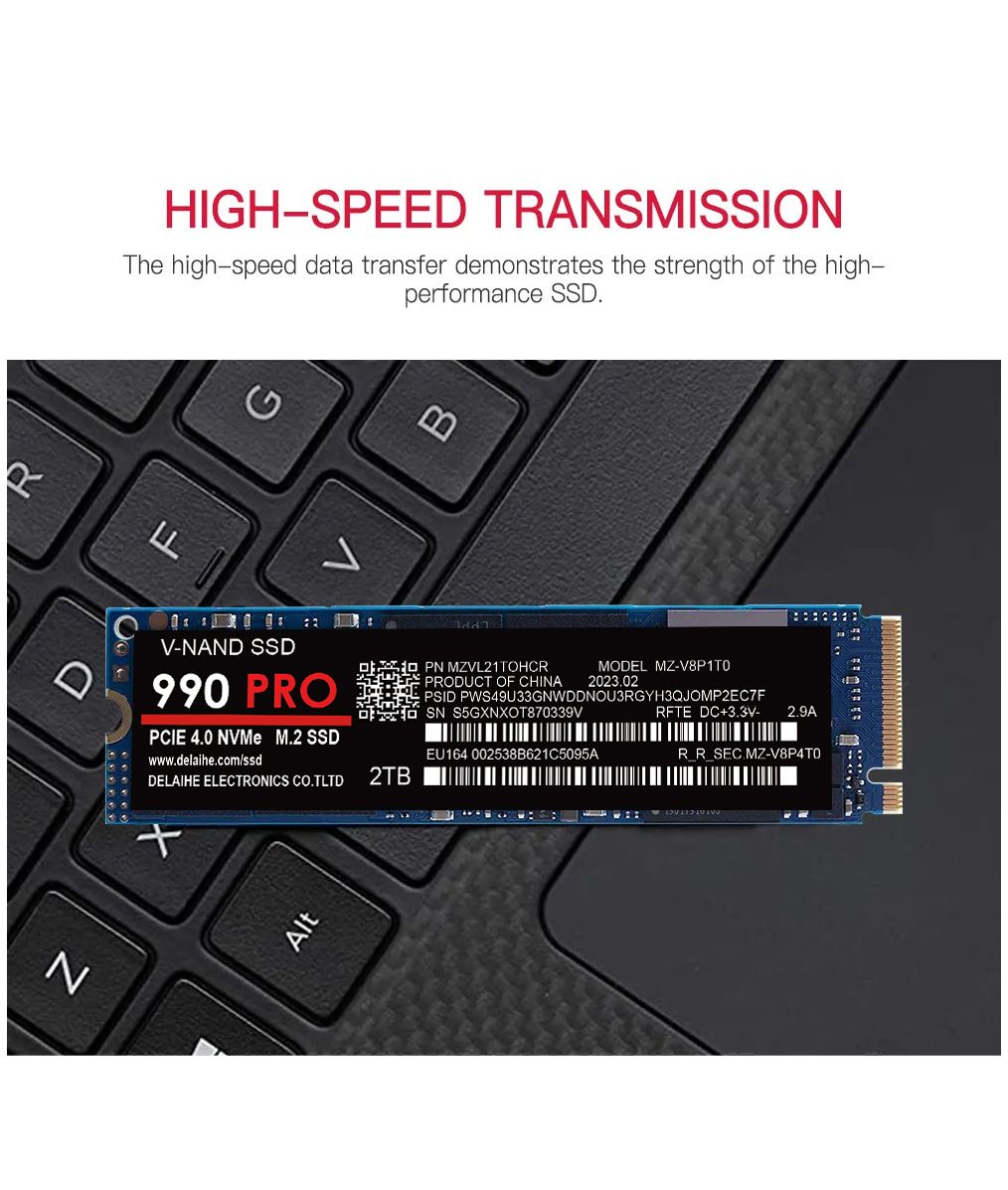 SSD ad alta velocità 990 PRO PCIe 4.0 NVMe 4.0 M.2 2280 1TB 2TB 4TB SSD Unità a stato solido interna per laptop PC PS4
