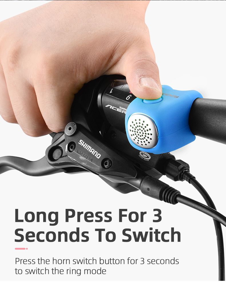 ROCKBROS Campanello elettrico per bicicletta con clacson da 90 dB, design impermeabile, accessorio per manubrio MTB per una guida sicura